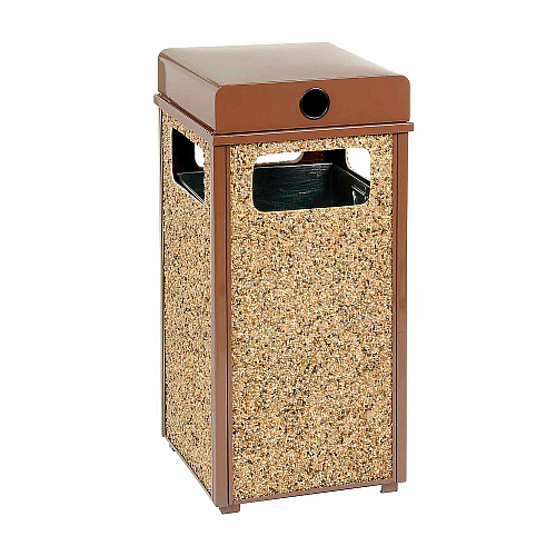 Global Industrial Stone Panel All Weather Trash Receptacle Urn, 12 gal, Steel, Brown (239576BN)