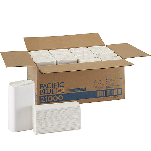 Pacific Blue® Select Multifold Paper Towels, 2-Ply, White, 2000 Towels (21000)