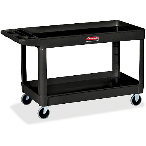 Rubbermaid Commercial 4" Casters 2-shelf Utility Cart 2 Shelf - Push Handle Handle - 4" Caster Size - Foam - 40.25" Length x 25.63" Width x 32.50" Height - Black - 1 Each (9T6700BLA)